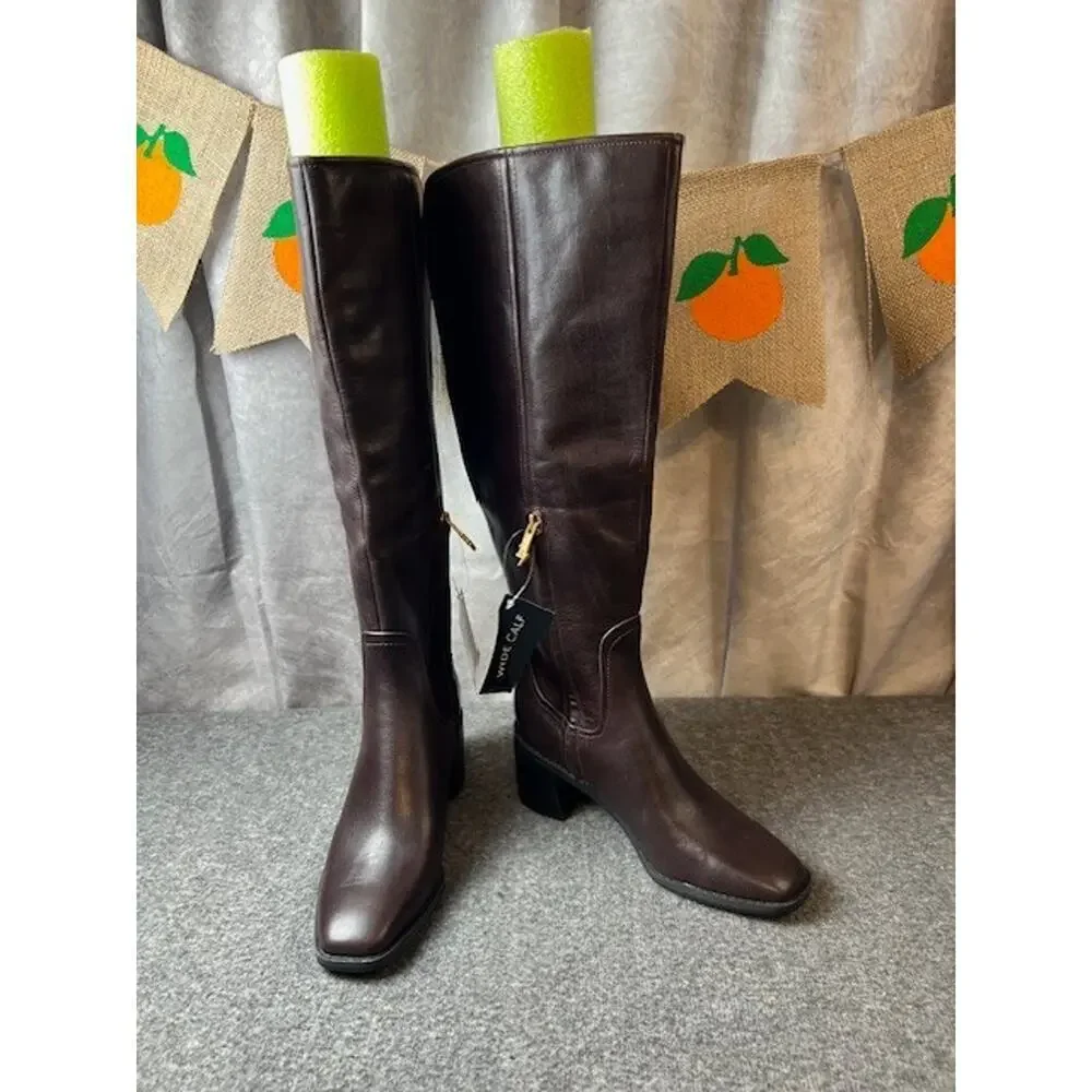 Naturalizer 27 EDIT Edda Dark Brown Leather Wide Calf Knee High Boot. Sz: 7M WC - Picture 2 of 12